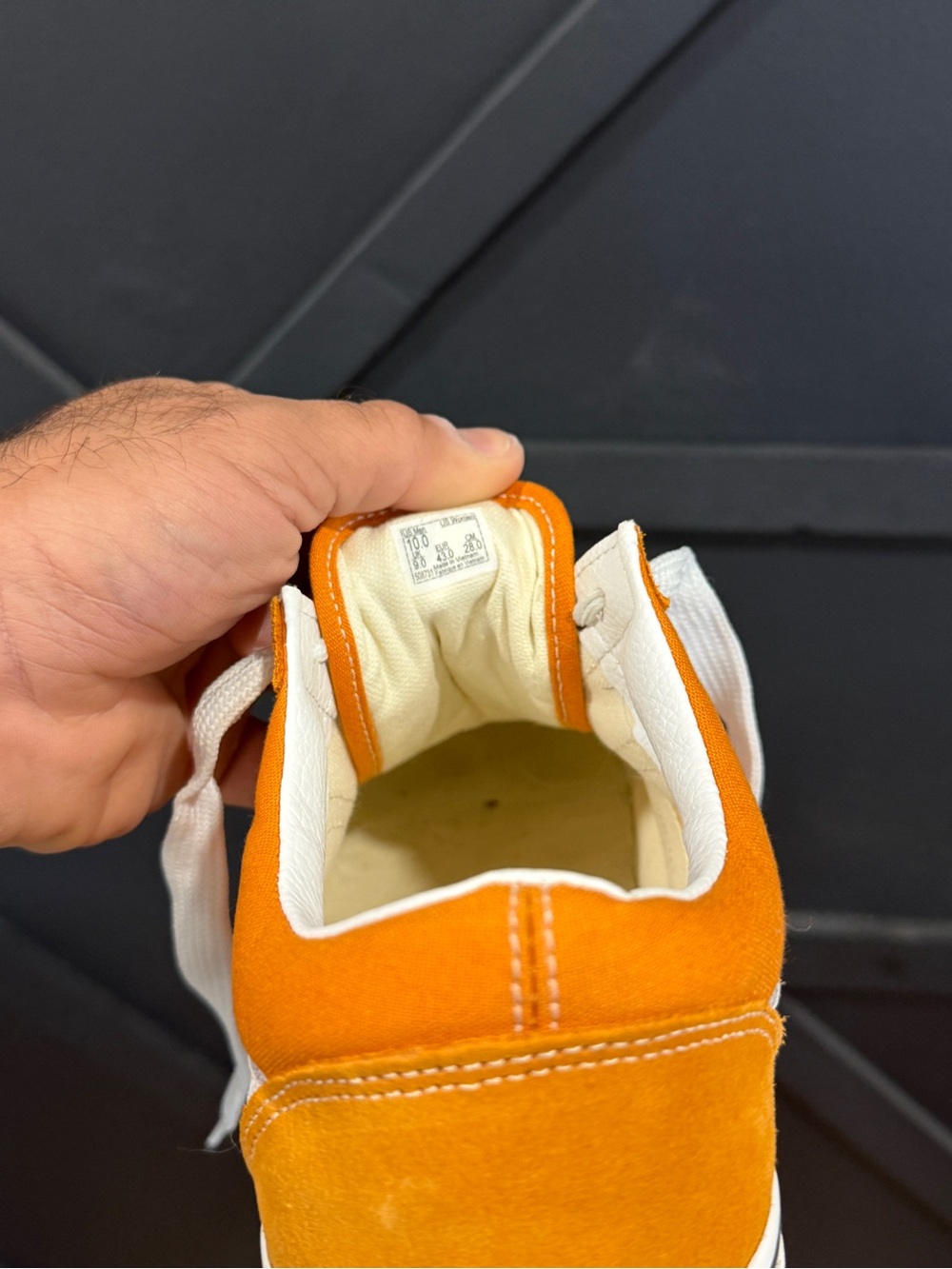 Vans Men’s Orange Mid-Top Canvas Sneakers with White Side Stripe - Picture 4 of 4